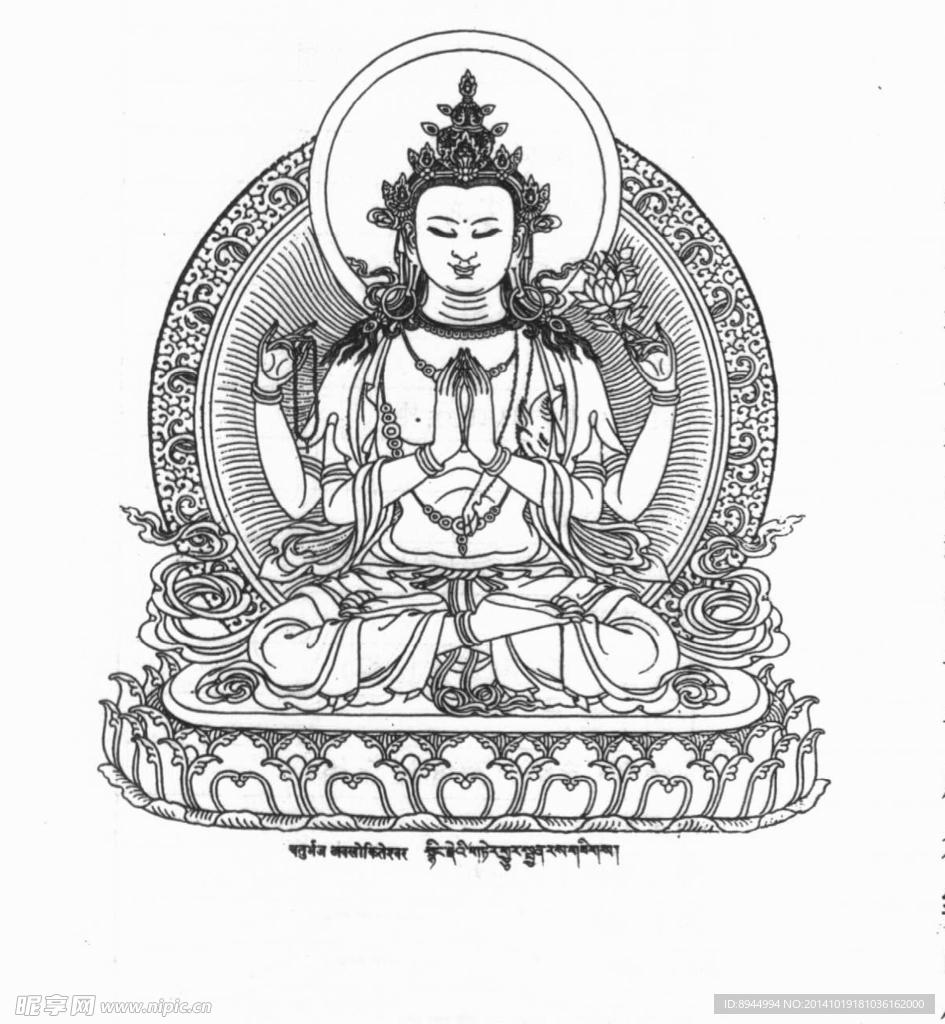 素描观音像