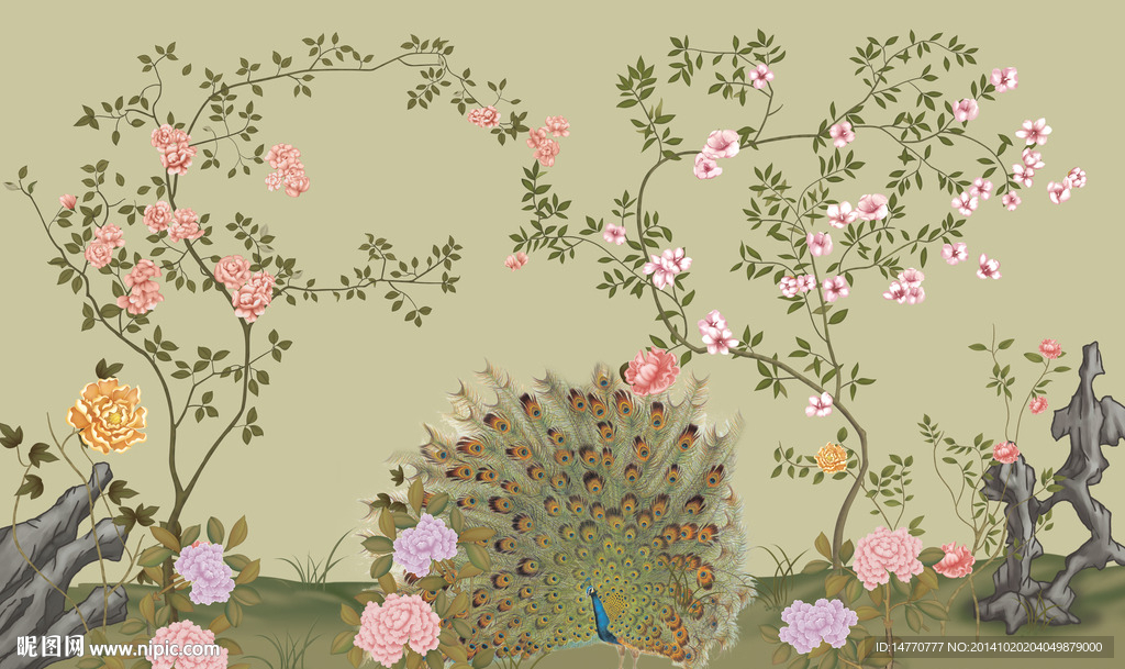 超高清花鸟孔雀图