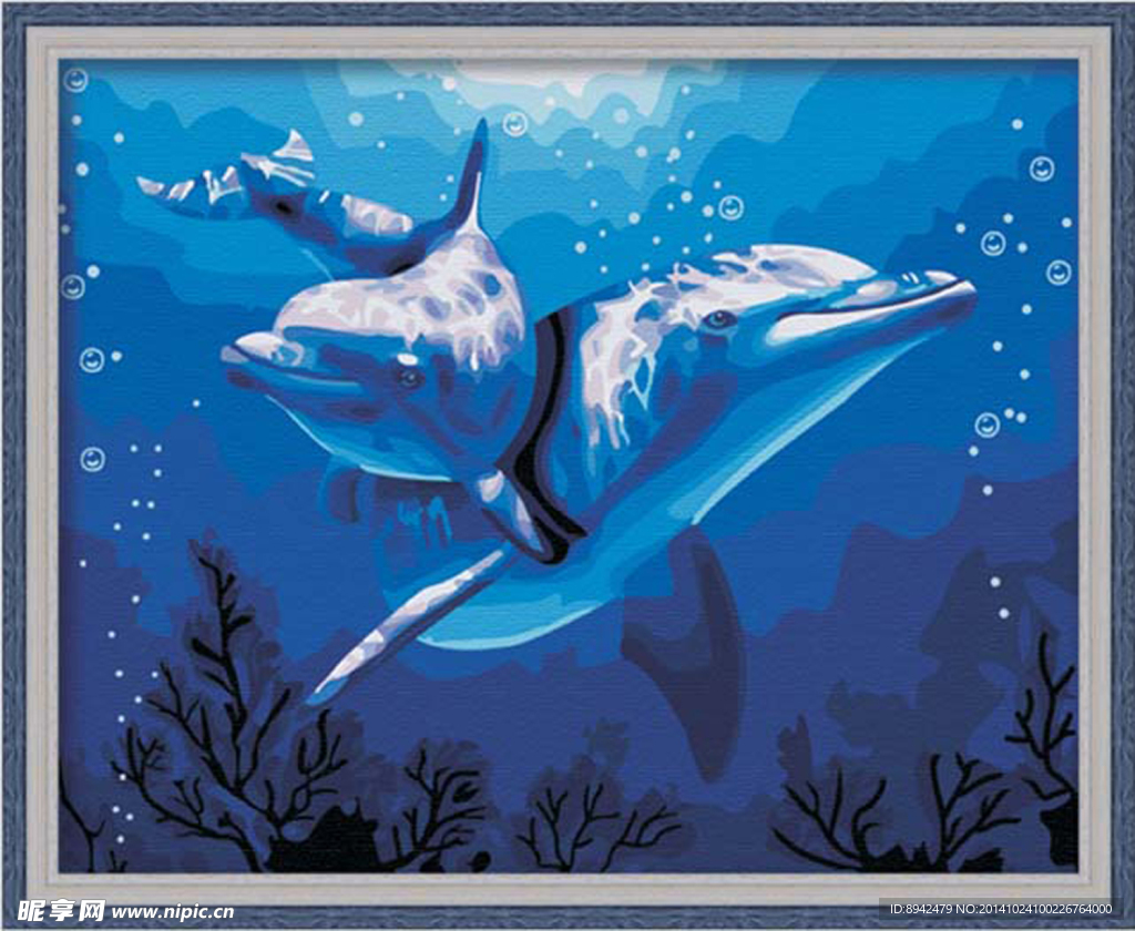 海豚之恋 数字油画