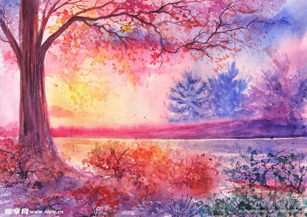 风景水彩画