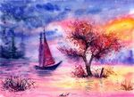 风景水彩画