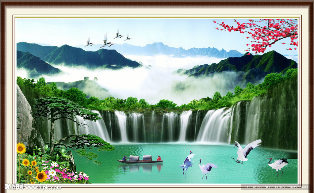 流水生财风景画