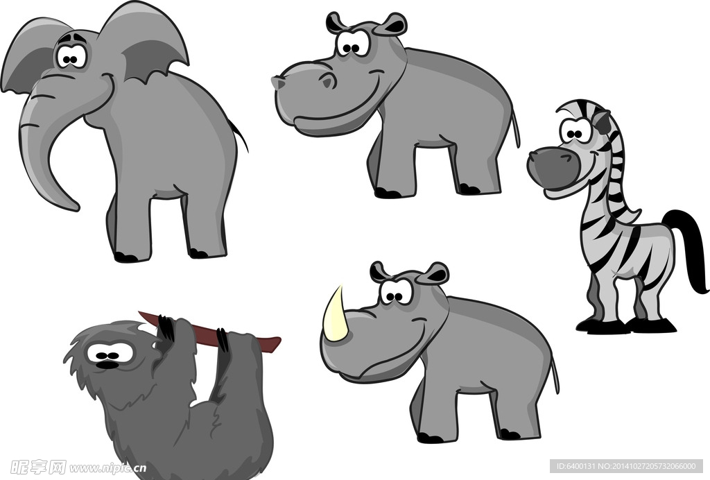 卡通大象 犀牛