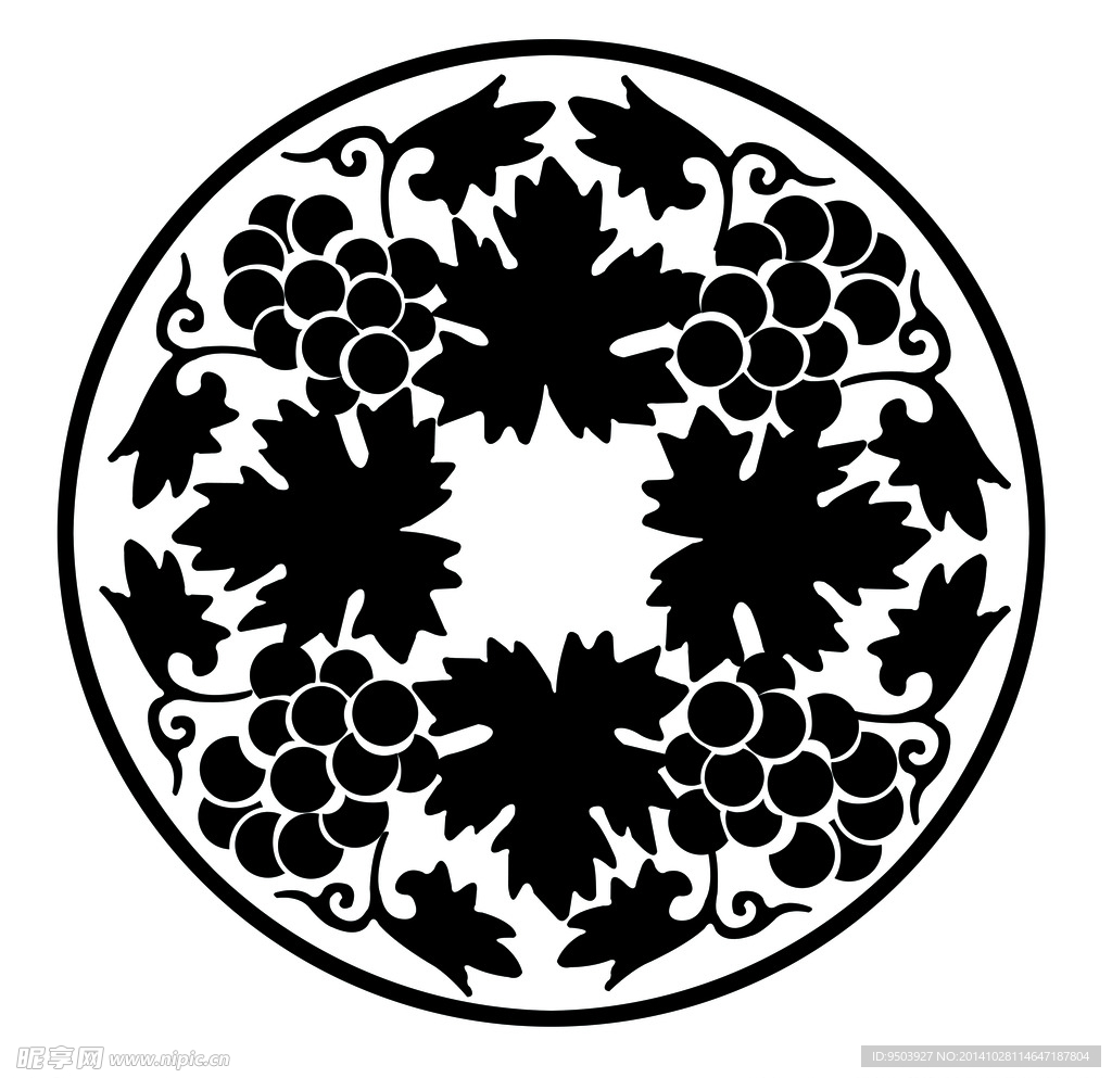 圆形葡萄剪纸