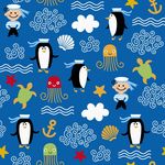 卡通海军水手企鹅章鱼