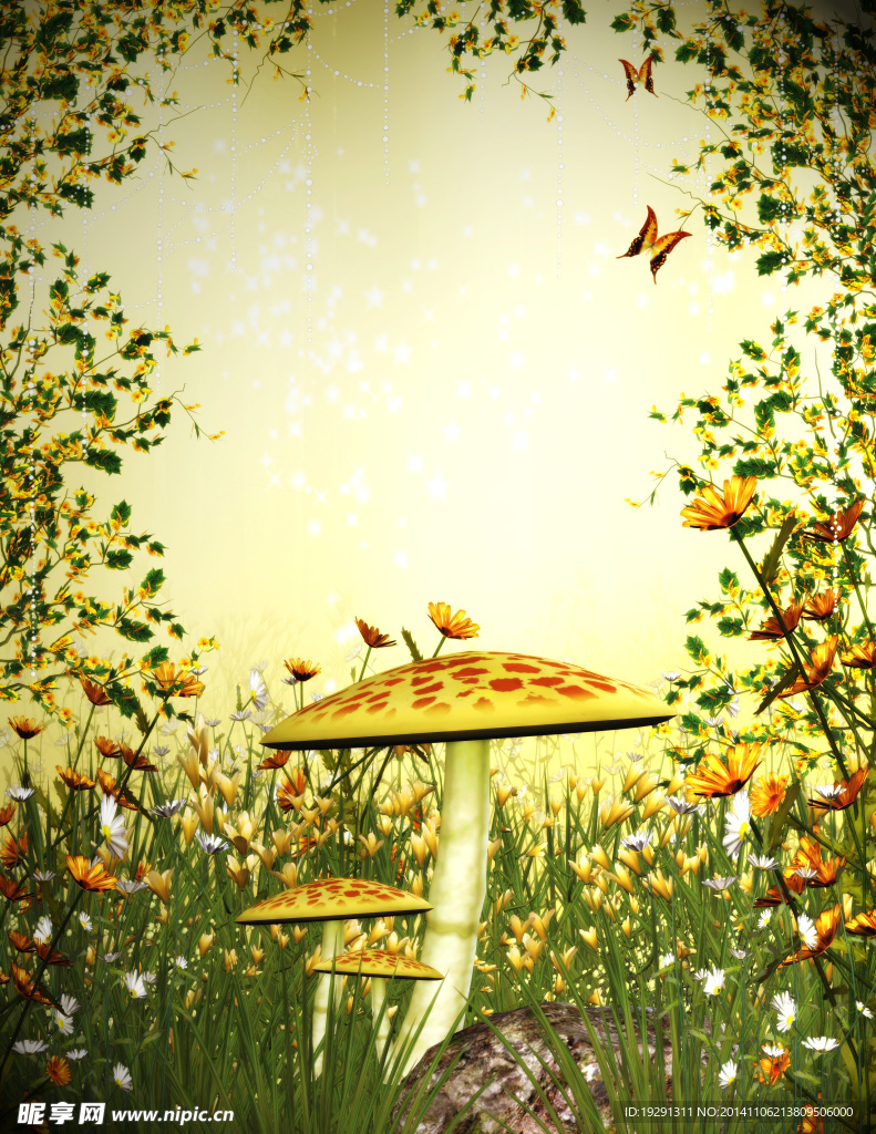 蘑菇花卉风景