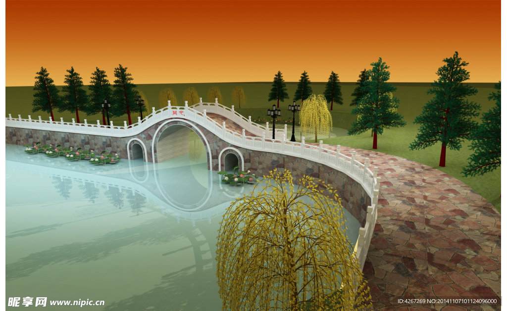 生态园拱桥效果图