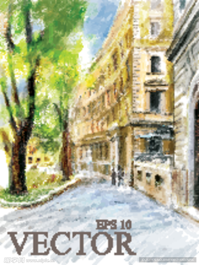 水彩建筑