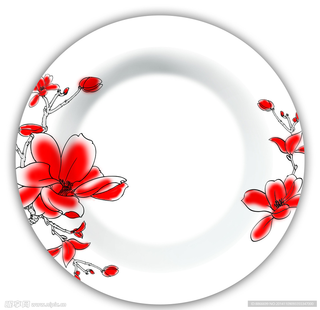 餐具花纹 时尚红花