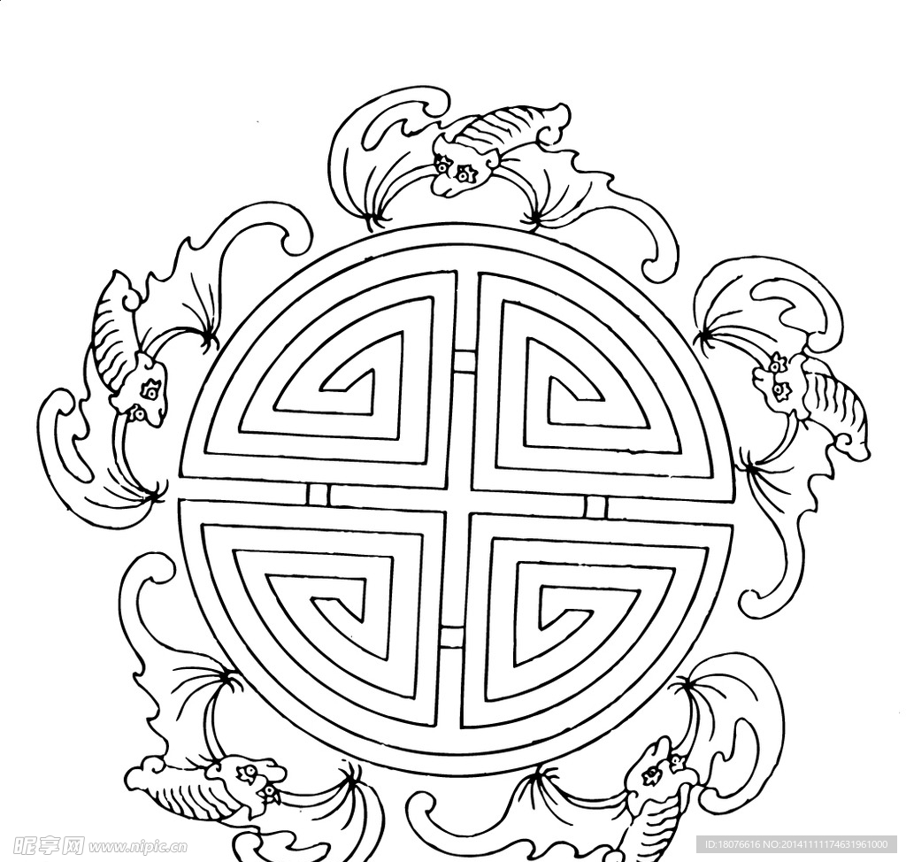 中国结 坠饰 线描 传