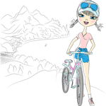手绘卡通少女
