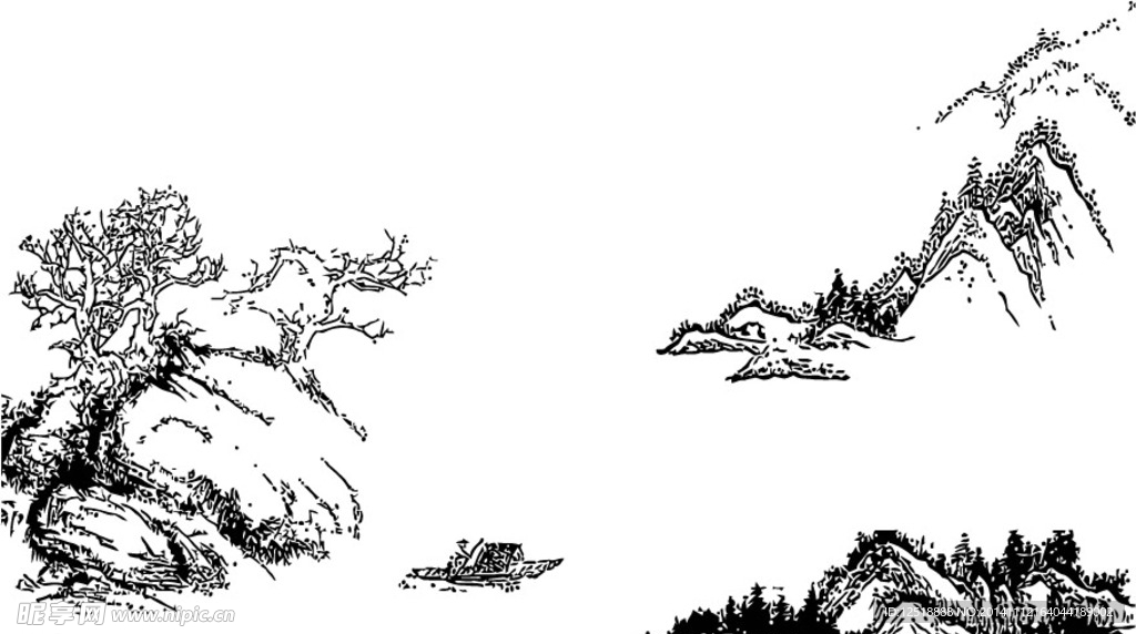 山水水岸远山