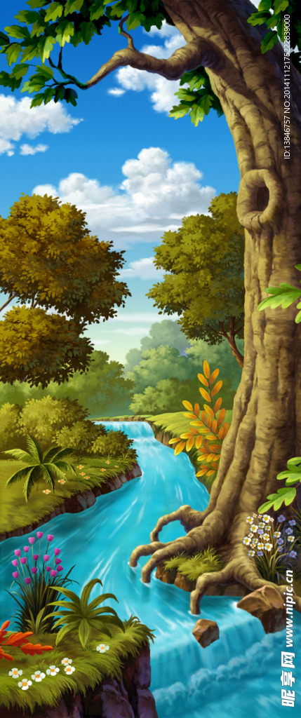 油画树风景