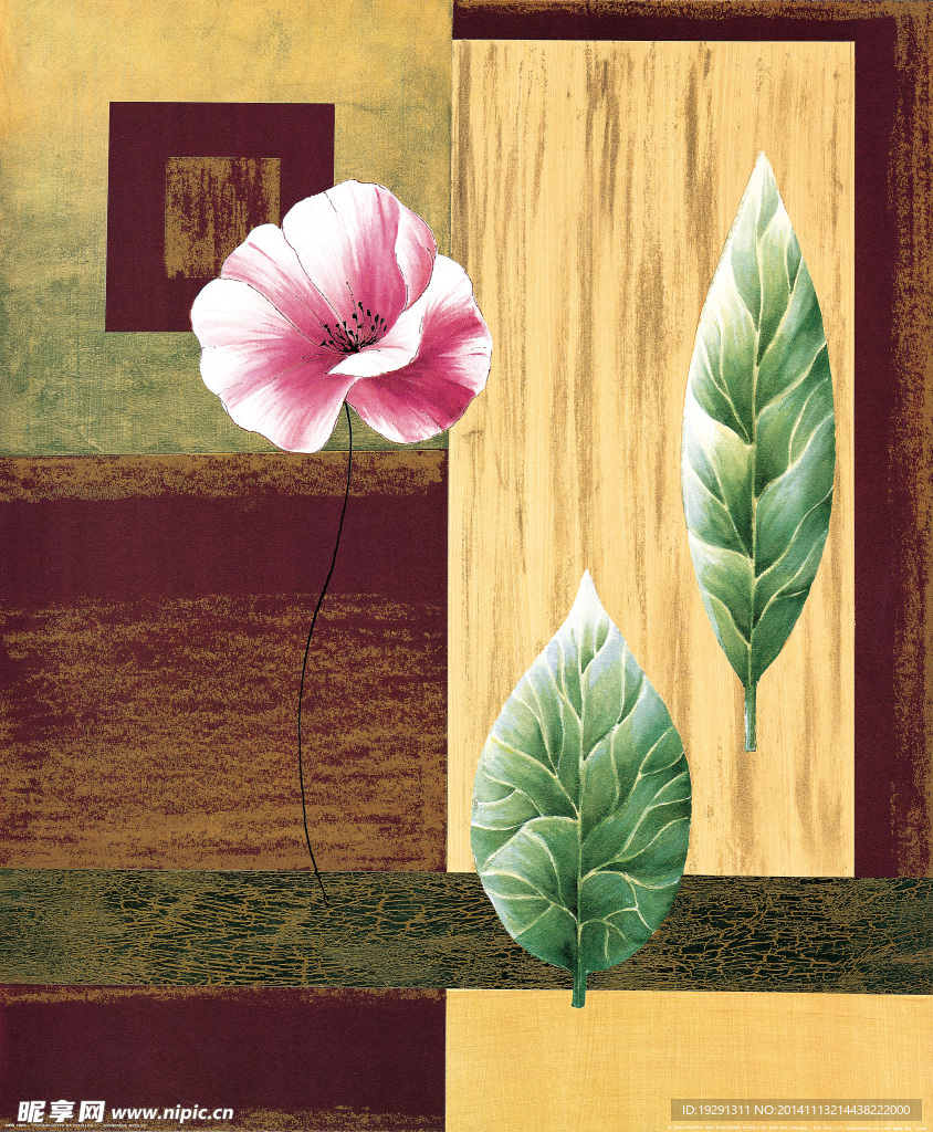 花卉叶子油画