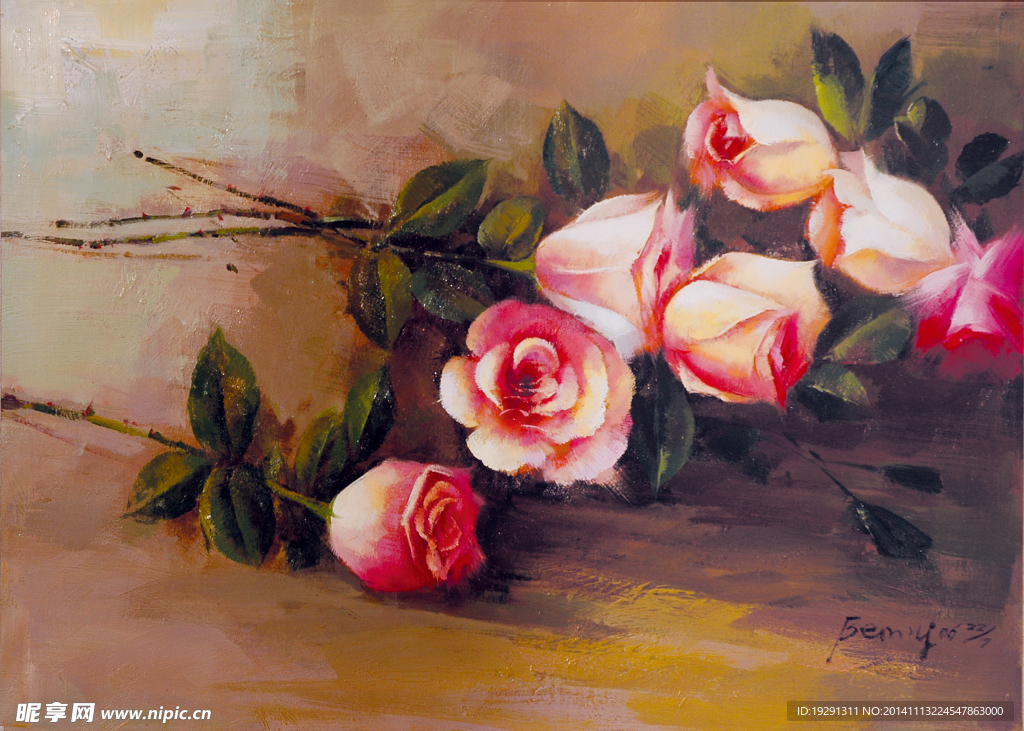 玫瑰花油画