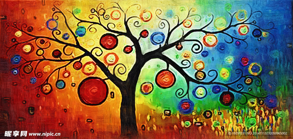 抽象树油画