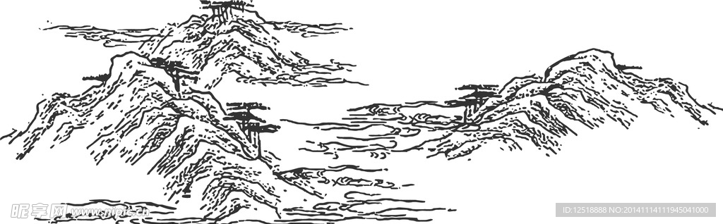 山峰岩石树木