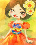 小女孩油画