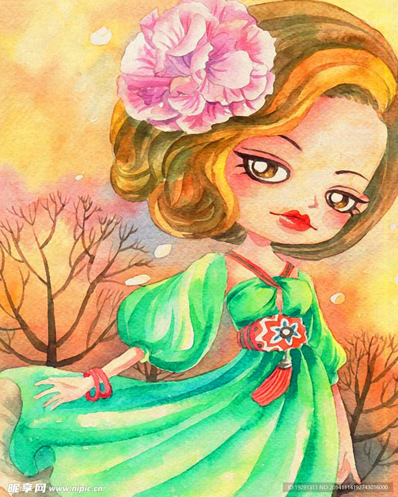 小女孩油画