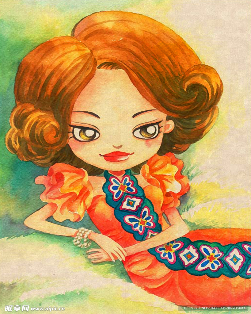 小女孩油画