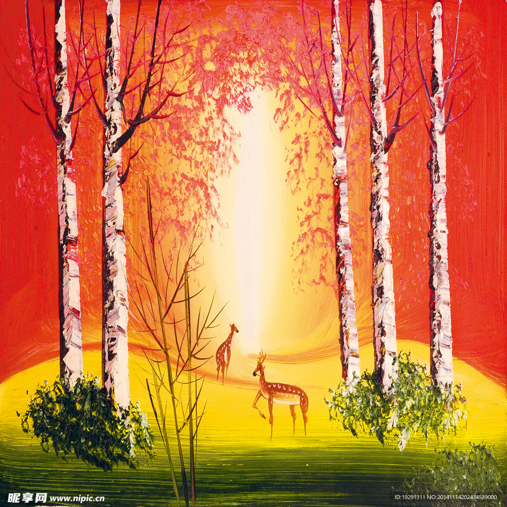 树木风景油画