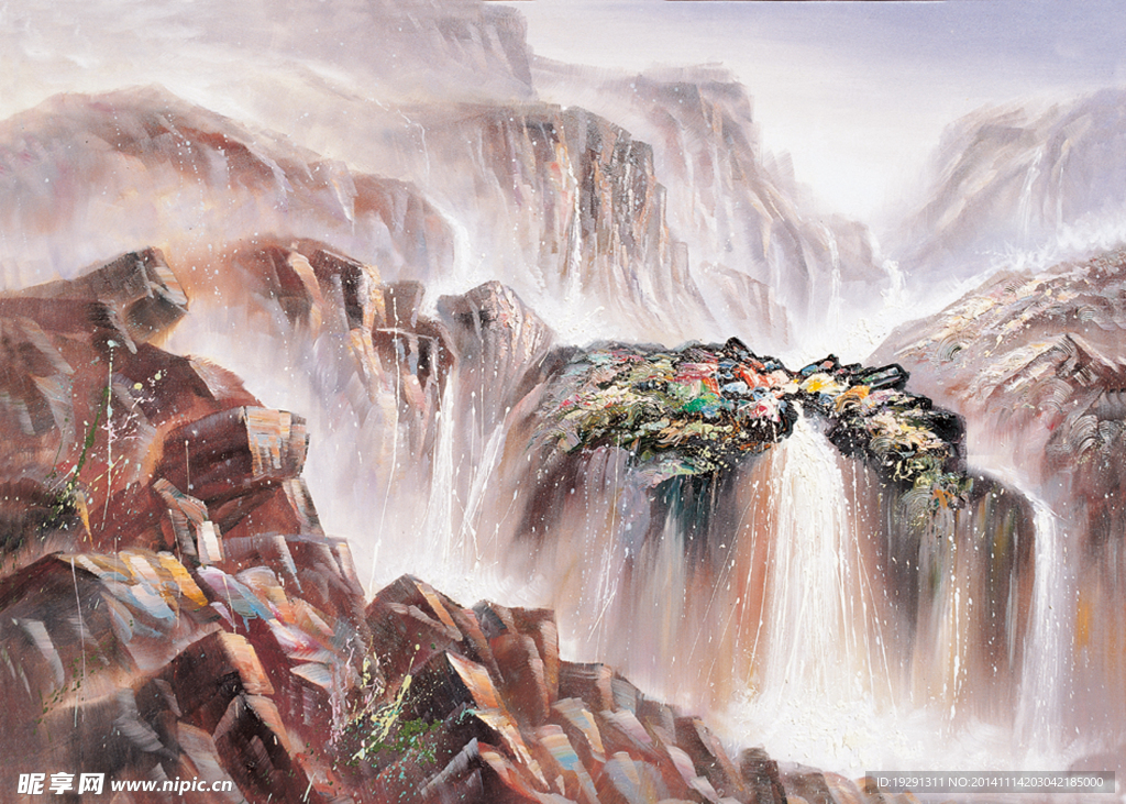 高山流水风景油画