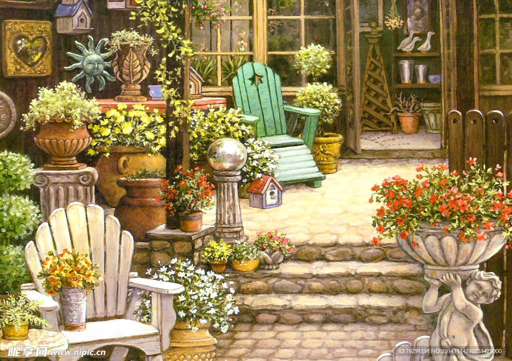花草风景油画