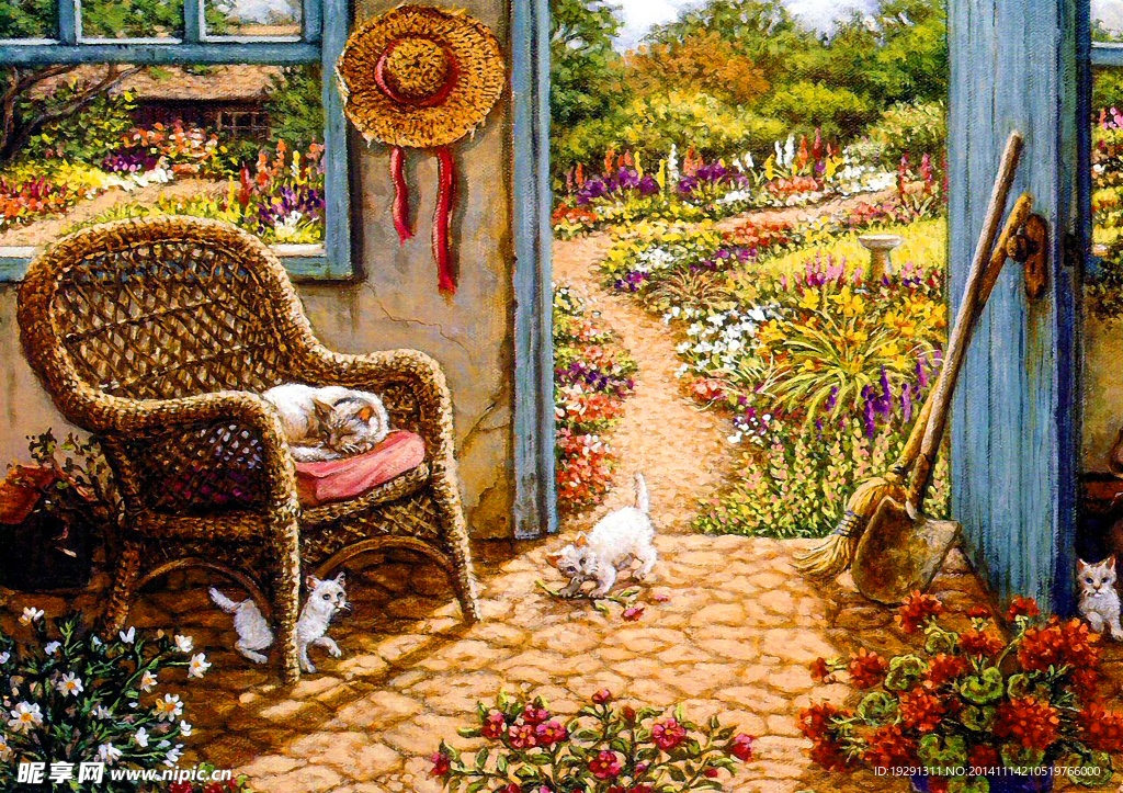 椅子花草风景