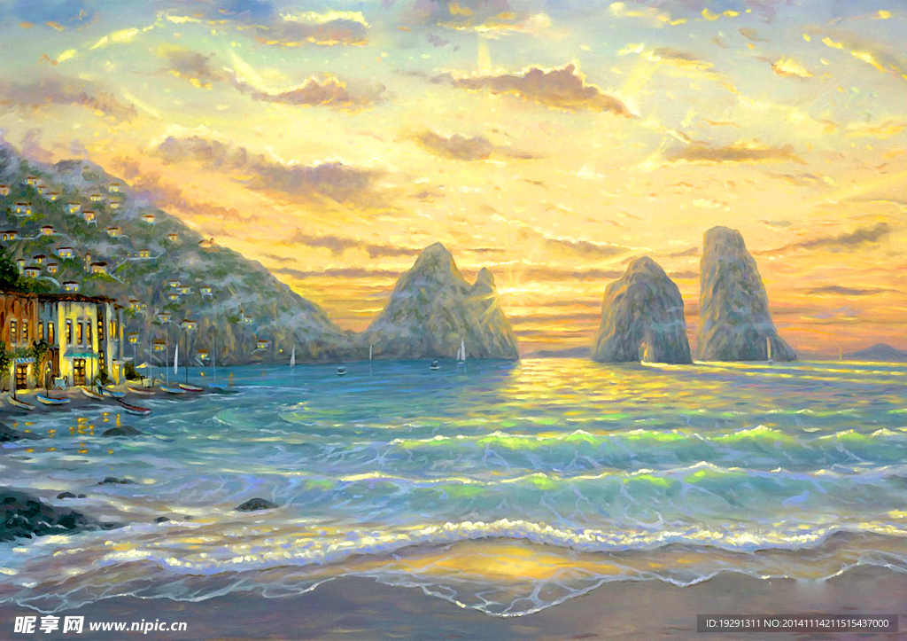 大海风景油画