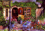 花卉房屋油画