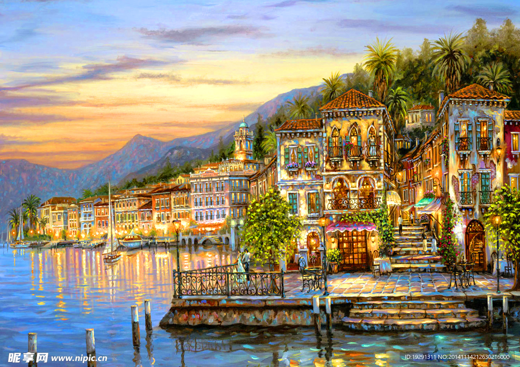 房屋风景油画