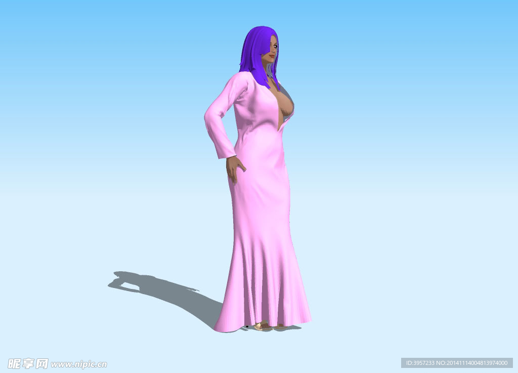 美女站式3D模型