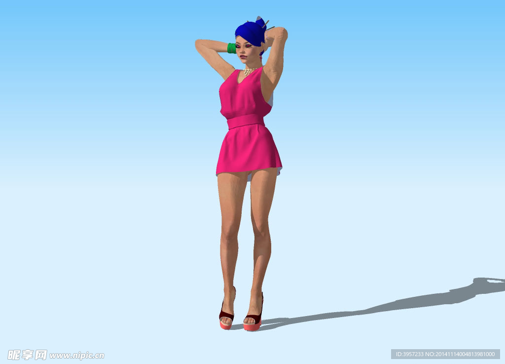 美女站式3D模型