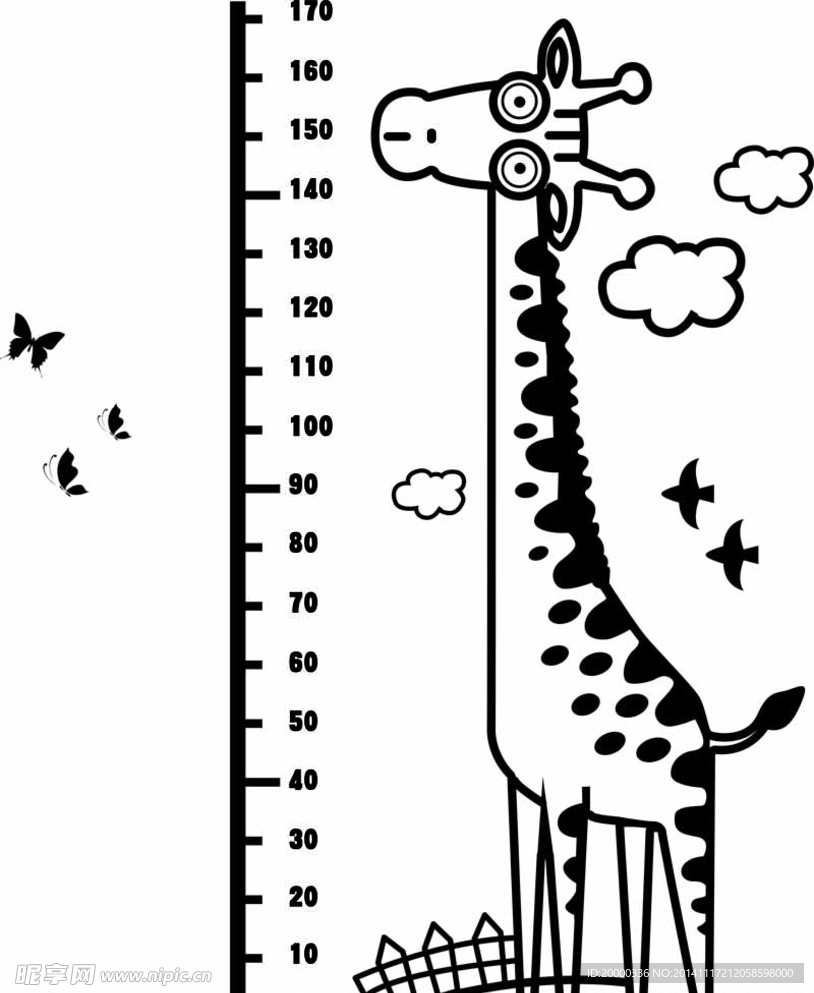 长颈鹿量身高矢量图