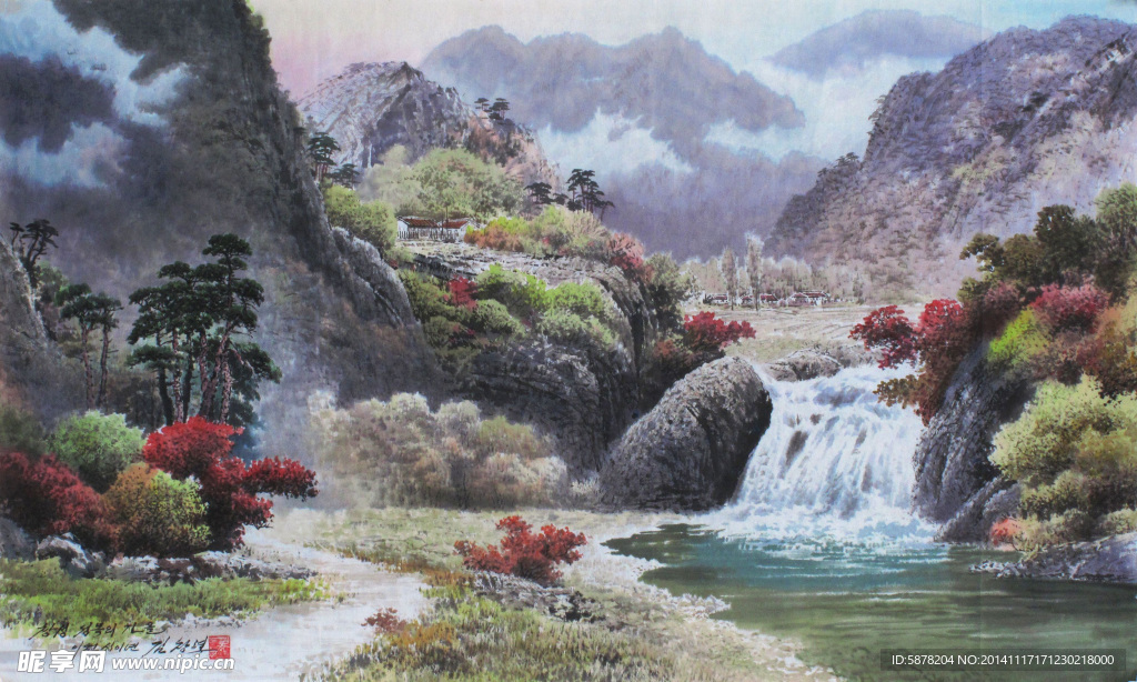 朝鲜山水国画