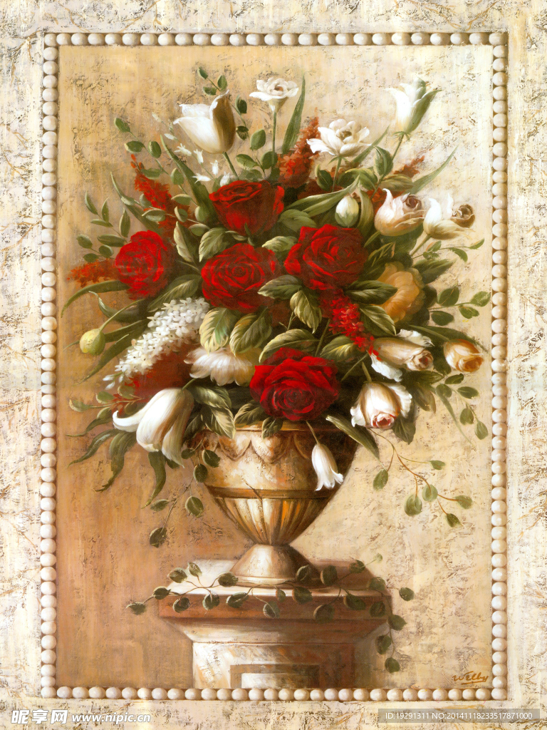 花卉花瓶油画