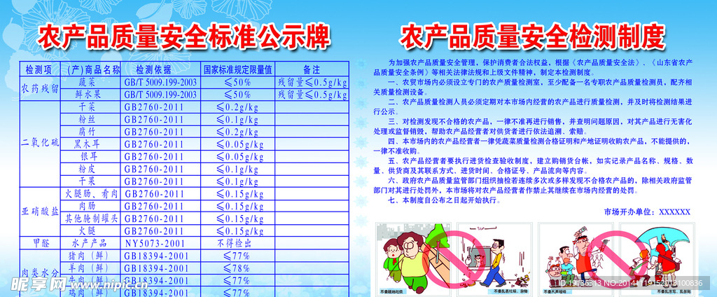质量标准公示栏