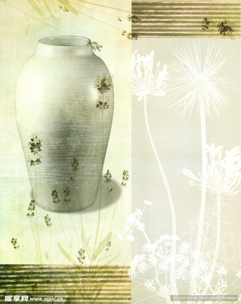 陶瓷花纹油画