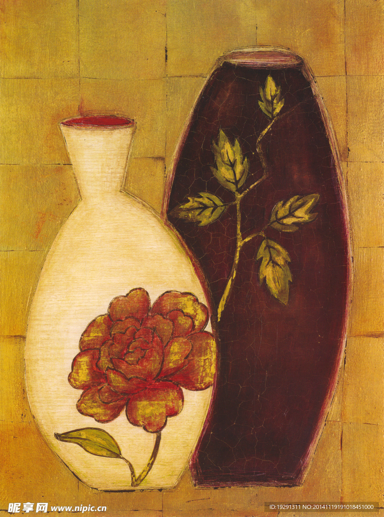花卉陶瓷油画