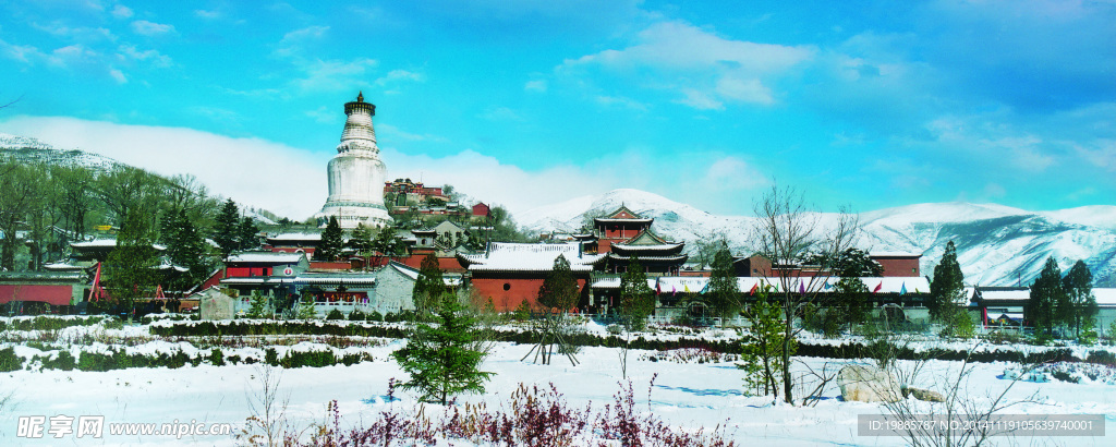 五台山全景冬季雪景摄影