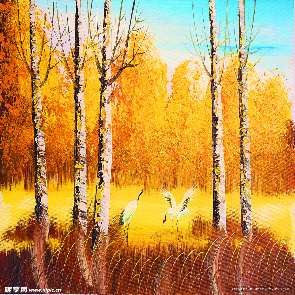 秋景树木油画