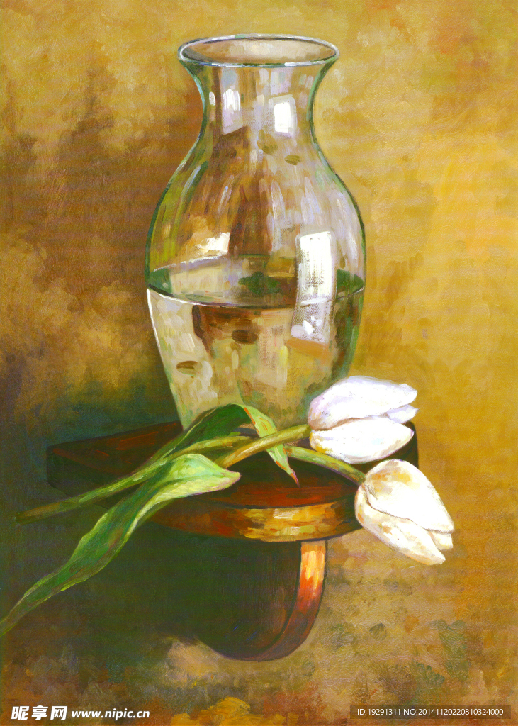 花卉玻璃瓶油画