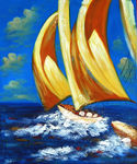 大海帆船油画