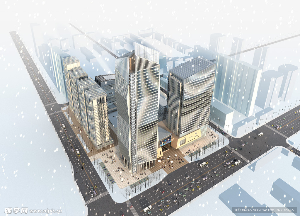 金融广场雪景设计