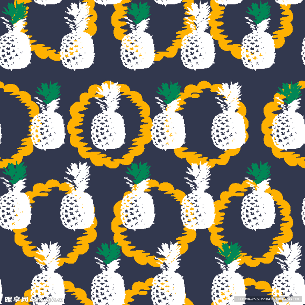 菠萝图案布匹印花素材