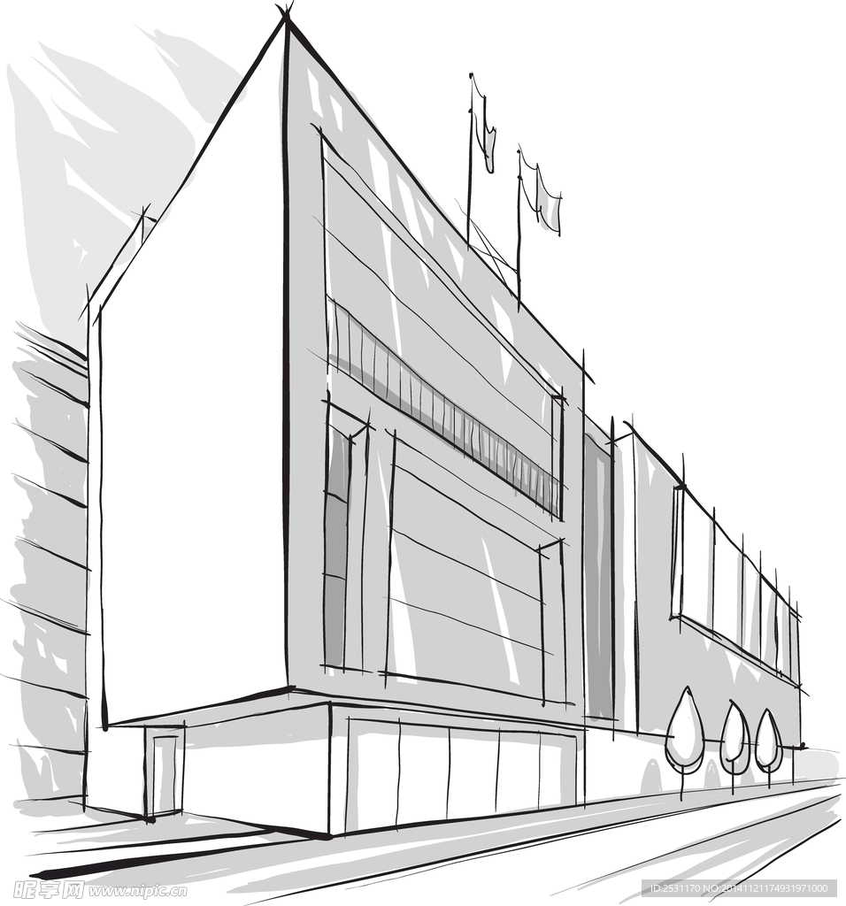 手绘建筑效果图