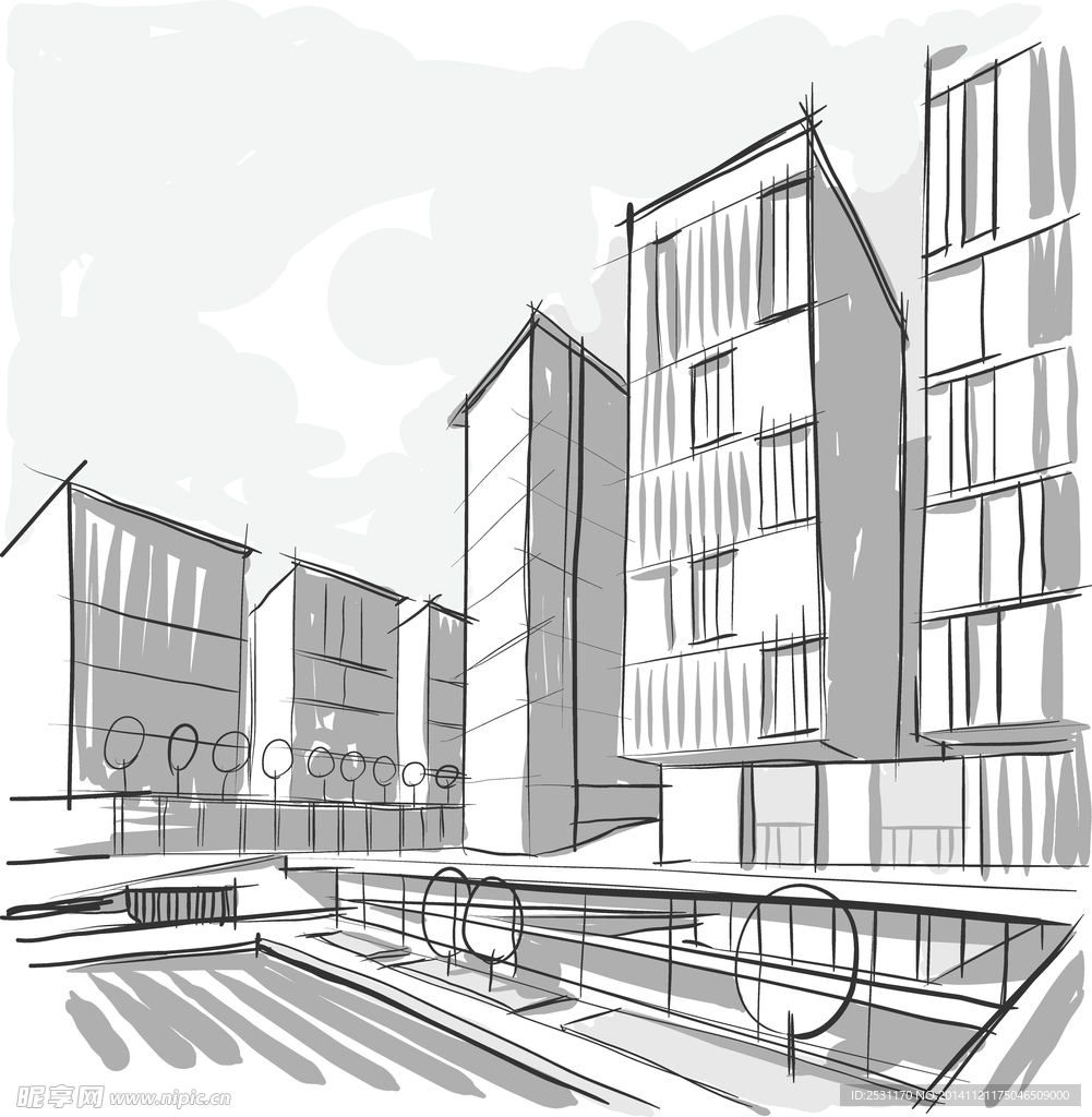 手绘建筑效果图