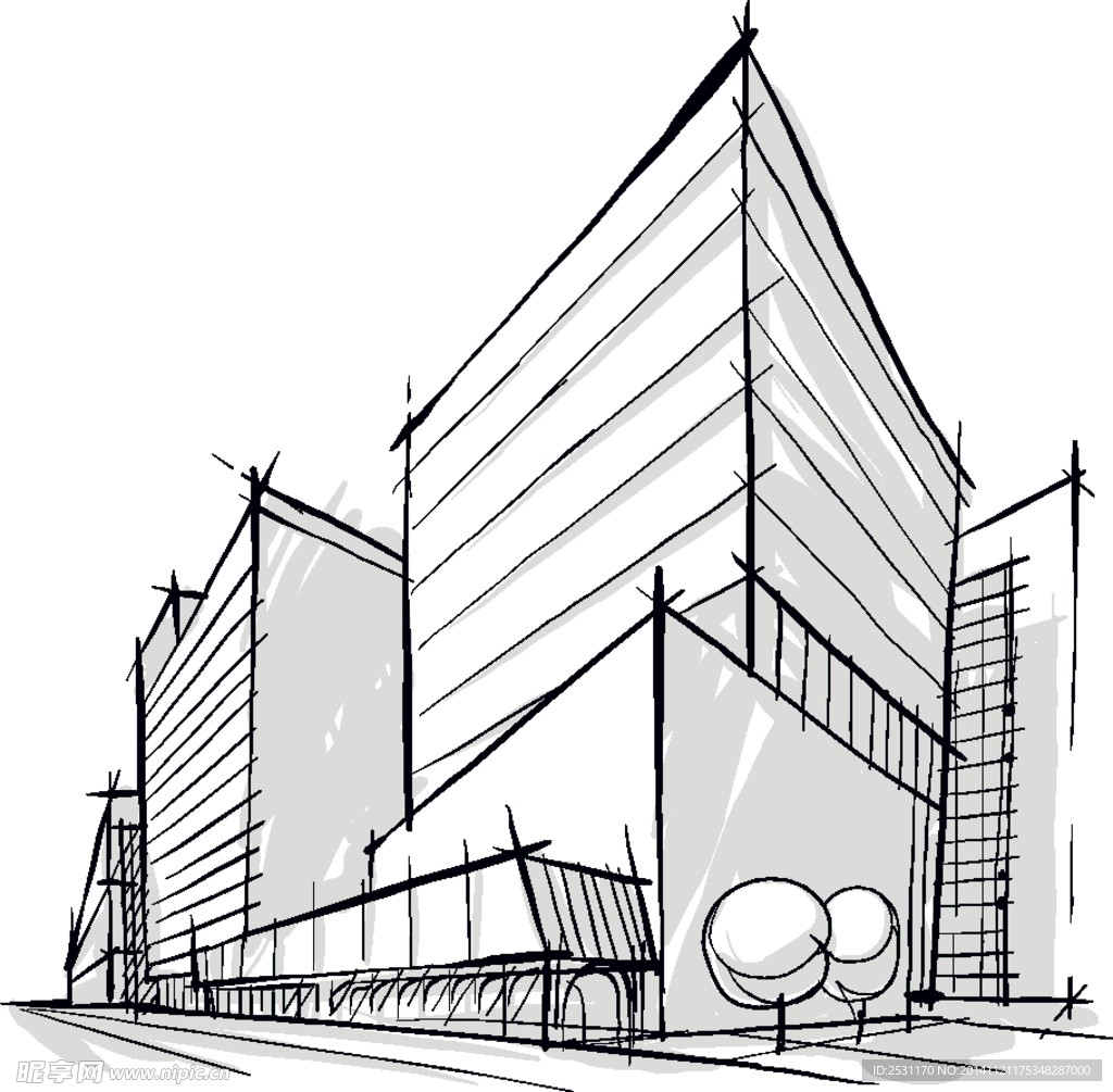 手绘建筑