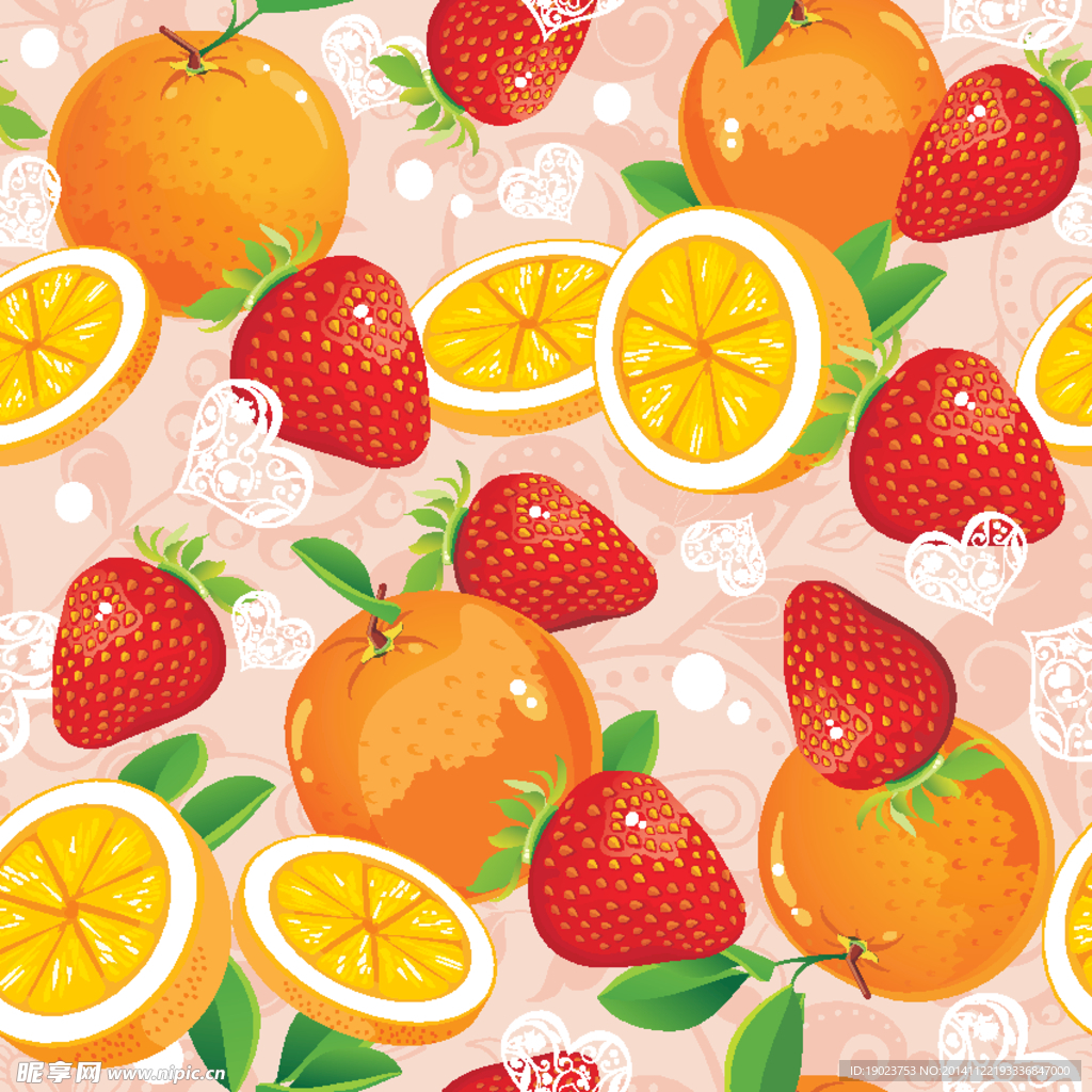 橙子草莓水果匹布