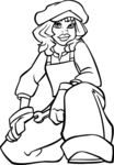 素描铅笔画帽子美女